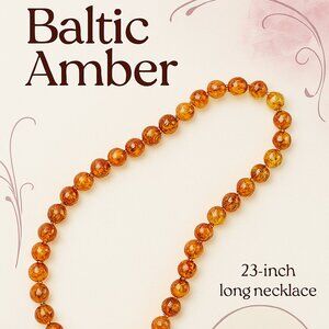 Natural Reddish/Golden Amber Beaded Necklace – 13–18mm – 23" – 68.03g – Vintage